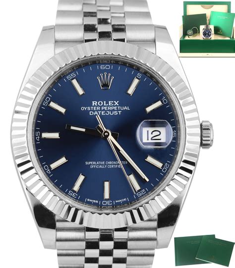 rolex datejust blue face 41mm